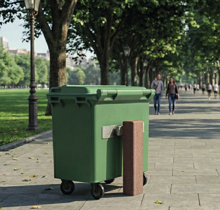 Sujetacontenedor de plástico reciclado presentado en TECMA